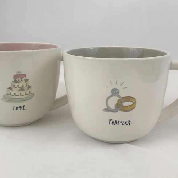 ⚡️Home⚡️Rae Dunn Mugs Set NWOT Love Forever His Hers Marriage Cups Rings Wedding - Picture 2 of 7